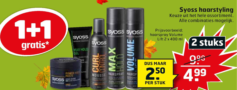 Syoss   haargel, hairspray folder aanbieding bij  Trekpleister - details