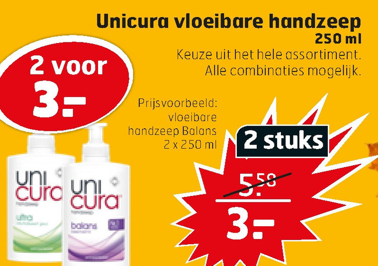 Unicura   handzeep folder aanbieding bij  Trekpleister - details