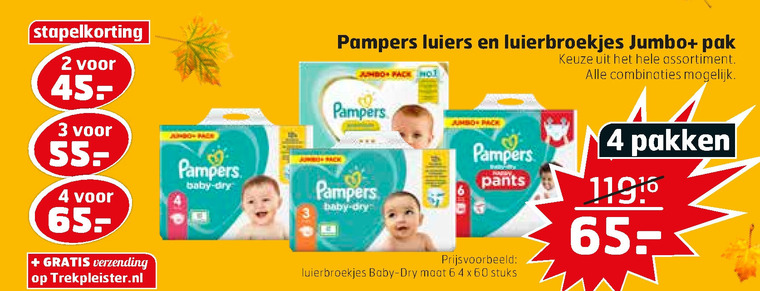 Pampers   luiers, luierbroekjes folder aanbieding bij  Trekpleister - details