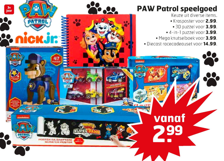 Paw Patrol   legpuzzel, miniatuur auto folder aanbieding bij  Trekpleister - details