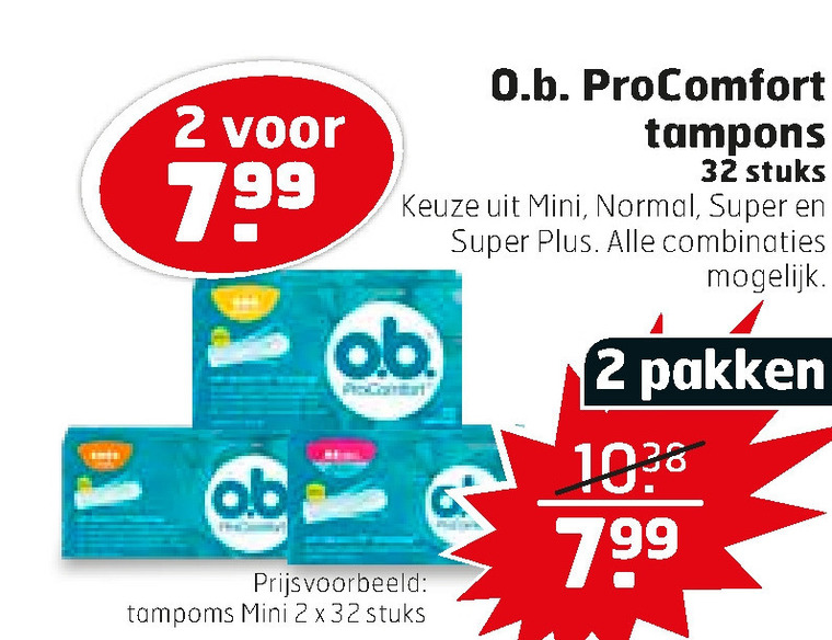 O.B.   tampons folder aanbieding bij  Trekpleister - details