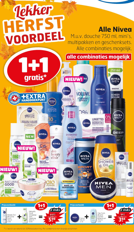 Nivea   gezichtsverzorging, bodylotion folder aanbieding bij  Trekpleister - details