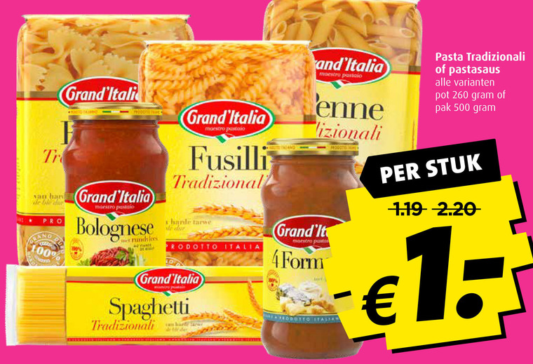 Grand Italia   fusilli, pasta folder aanbieding bij  Boni - details