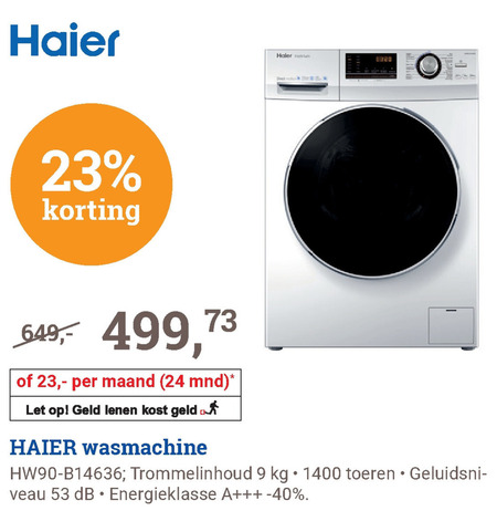 samenzwering Indirect Opnieuw schieten Haier wasmachine folder aanbieding bij BCC - details