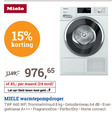 Miele   warmtepompdroger folder aanbieding bij  BCC - details