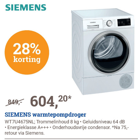 Siemens   warmtepompdroger folder aanbieding bij  BCC - details