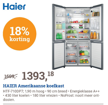 Haier   amerikaanse koelkast folder aanbieding bij  BCC - details