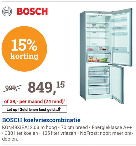 Bosch   koelvriescombinatie folder aanbieding bij  BCC - details