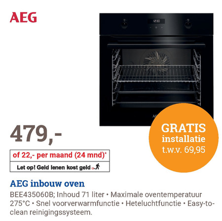 AEG   inbouwoven folder aanbieding bij  BCC - details