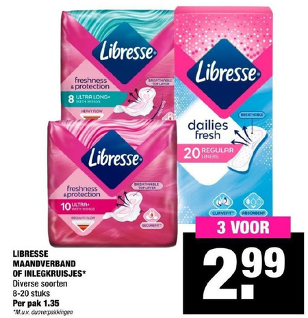 Libresse   inlegkruisjes, maandverband folder aanbieding bij  Big Bazar - details