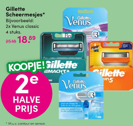 Gillette   scheermesjes folder aanbieding bij  DA - details