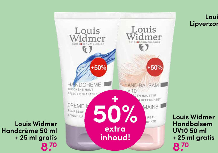 Louis Widmer   handcreme folder aanbieding bij  DA - details