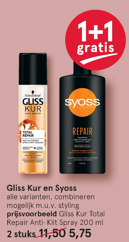 Syoss   shampoo, anti-klit spray folder aanbieding bij  Etos - details