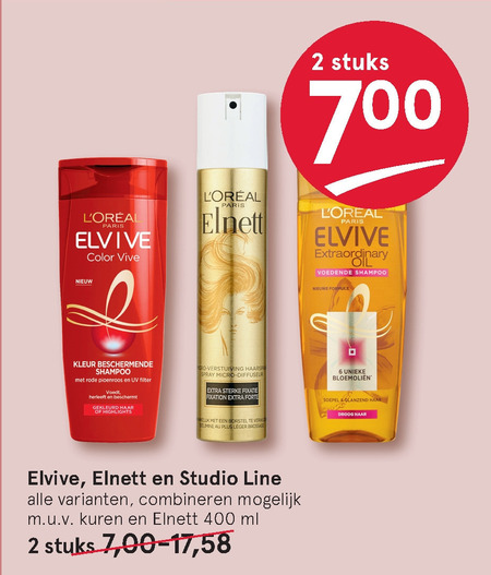 Elnett   hairspray, shampoo folder aanbieding bij  Etos - details