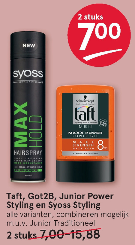 Syoss   hairspray, haargel folder aanbieding bij  Etos - details