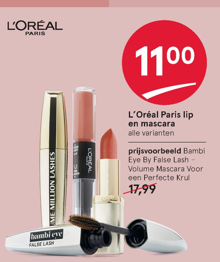 L Oreal   mascara, lipstick folder aanbieding bij  Etos - details