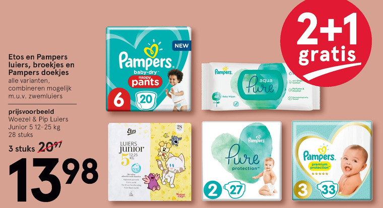 Pampers   luiers, luierbroekjes folder aanbieding bij  Etos - details