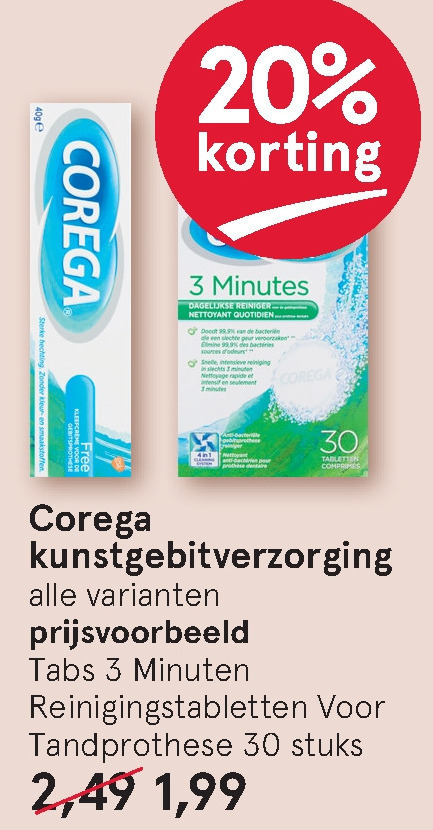 Corega   kunstgebit verzorging folder aanbieding bij  Etos - details