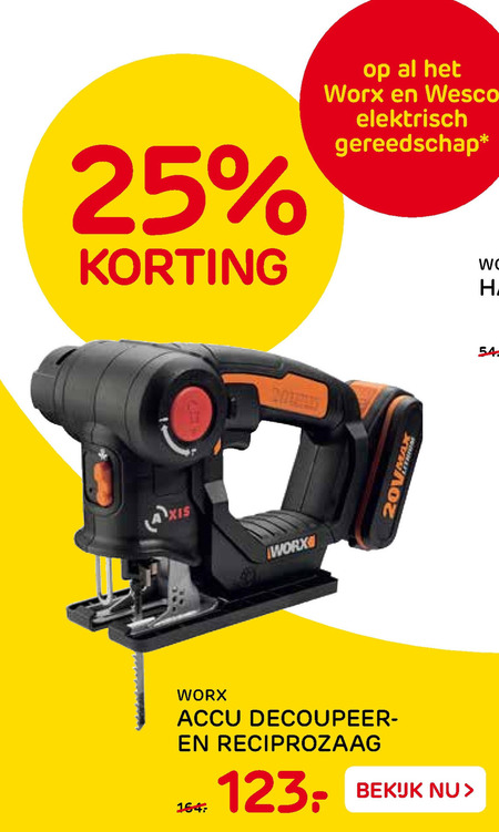 Worx   decoupeerzaag folder aanbieding bij  Praxis - details