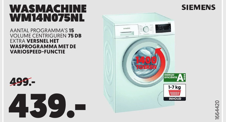 Siemens   wasmachine folder aanbieding bij  Mediamarkt - details