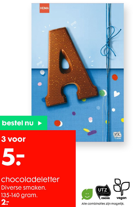 Hema huismerk   chocoladeletter folder aanbieding bij  Hema - details