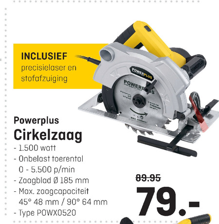 powerplus   handcirkelzaag folder aanbieding bij  Multimate - details