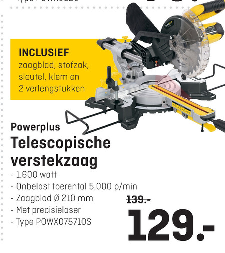 powerplus   verstekzaag folder aanbieding bij  Hubo - details