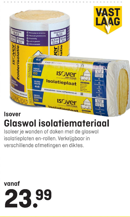 Isover   glaswol, isolatiemateriaal folder aanbieding bij  Hubo - details