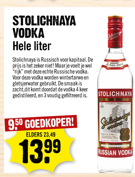Stolichnaya   wodka folder aanbieding bij  Dirck III - details