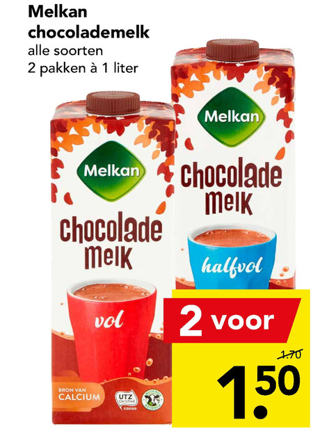 Melkan   chocolademelk folder aanbieding bij  Deen - details