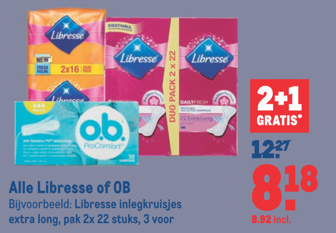 O.B.   inlegkruisjes, maandverband folder aanbieding bij  Makro - details