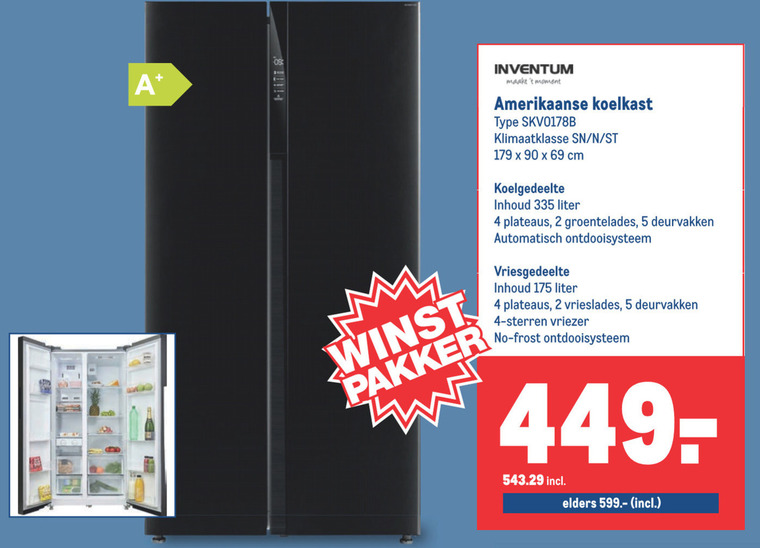 Inventum   amerikaanse koelkast folder aanbieding bij  Makro - details