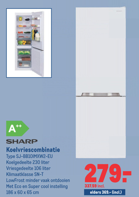 Sharp   koelvriescombinatie folder aanbieding bij  Makro - details