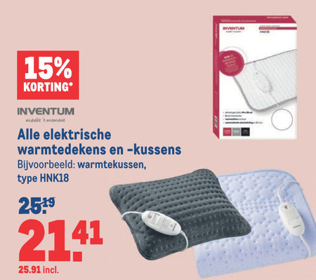 Inventum   elektrische deken, verwarmingskussen folder aanbieding bij  Makro - details