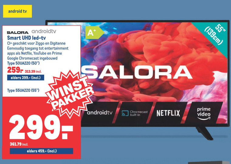 Salora   4k ultrahd televisies folder aanbieding bij  Makro - details