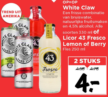 White Claw   hard seltzer, likeur folder aanbieding bij  Vomar - details