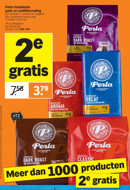 Perla   koffie, koffiepad folder aanbieding bij  Albert Heijn - details