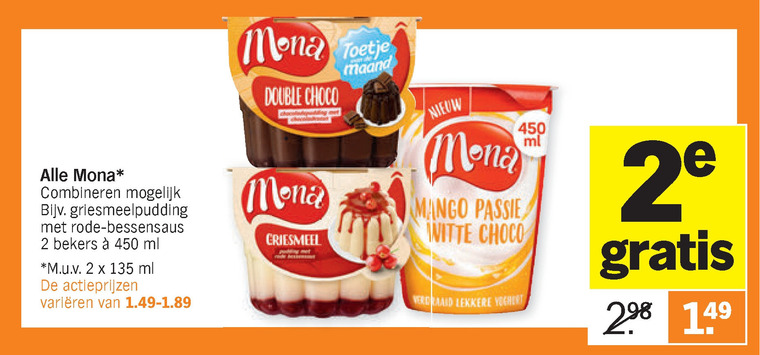 Mona   vla, vruchtenyoghurt folder aanbieding bij  Albert Heijn - details