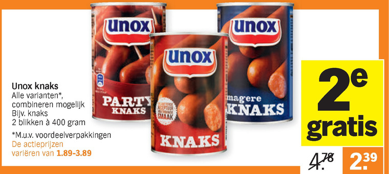 Unox   knakworst folder aanbieding bij  Albert Heijn - details