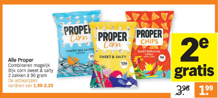 Propercorn   chips, popcorn folder aanbieding bij  Albert Heijn - details