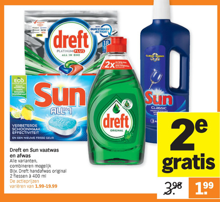 Sun   vaatwasmiddel, afwasmiddel folder aanbieding bij  Albert Heijn - details