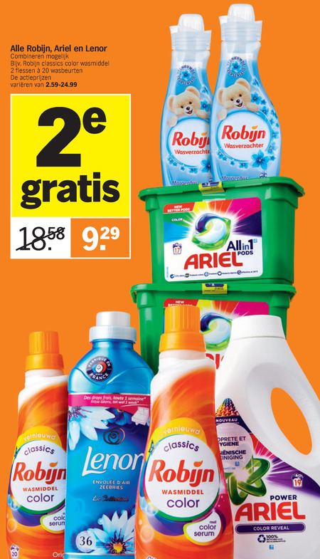 Ariel   wasverzachter, wasmiddel folder aanbieding bij  Albert Heijn - details