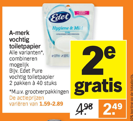 Edet   vochtig toiletpapier folder aanbieding bij  Albert Heijn - details