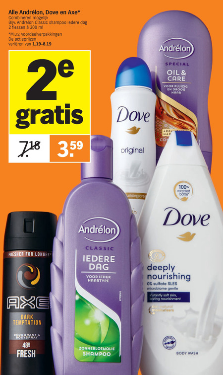 Dove   shampoo, douchegel folder aanbieding bij  Albert Heijn - details