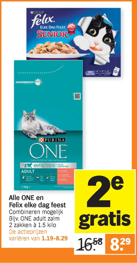 One   kattenvoer folder aanbieding bij  Albert Heijn - details