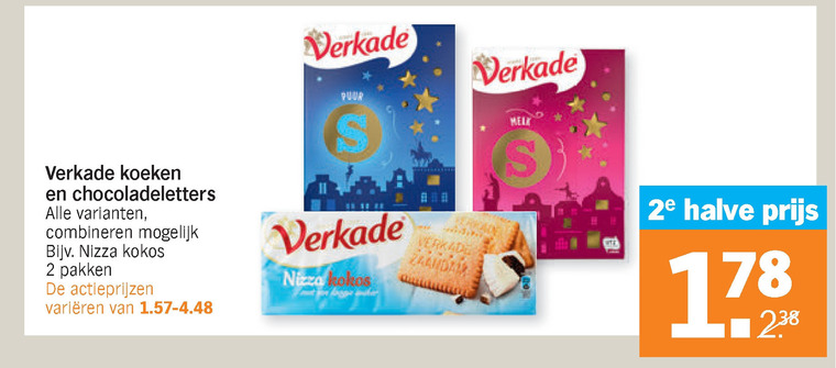 Verkade   chocoladeletter, biscuits folder aanbieding bij  Albert Heijn - details