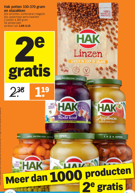 Hak   groenteconserven, bonen folder aanbieding bij  Albert Heijn - details