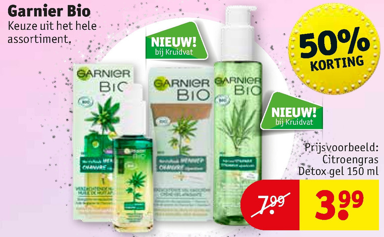 Garnier bio   dagcreme, gezichtsreiniging folder aanbieding bij  Kruidvat - details