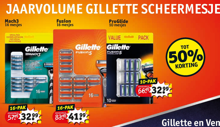 Gillette   scheermesjes folder aanbieding bij  Kruidvat - details