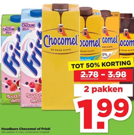 Fristi   drinkyoghurt, chocolademelk folder aanbieding bij  Plus - details